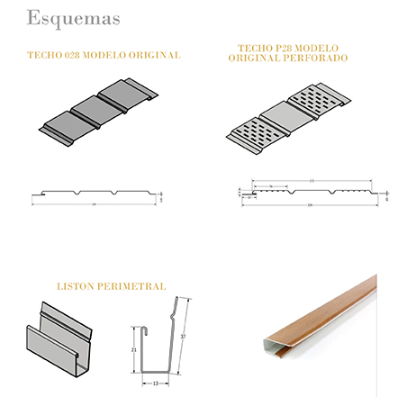 Esquemas de láminas de techos de aluminio TechAlum